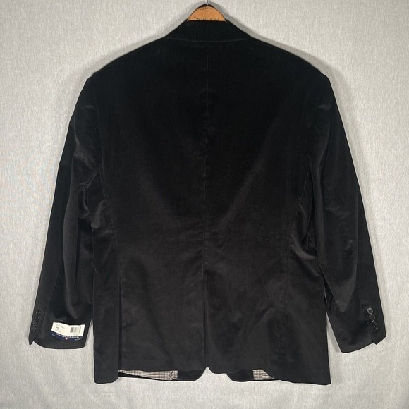 NWT Saddlebred 44R Corduroy Cotton Sport Coat Blazer Jacket Solid Black 2 Button - Picture 9 of 10